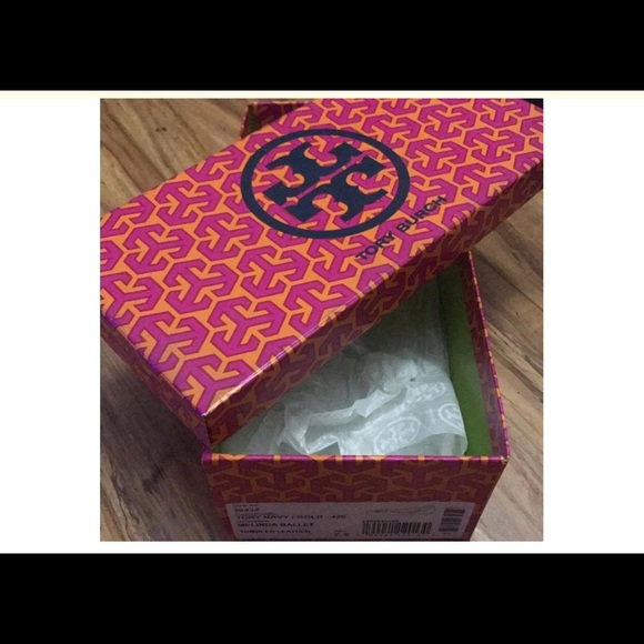 Tory Burch Navy Gold Melinda Ballet Flats size 7.5 - Picture 4 of 4